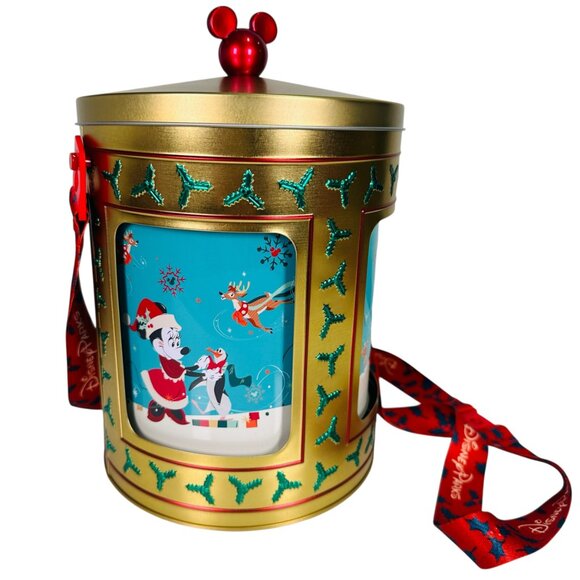 Disney Parks 2023 Holiday Christmas Musical Rotating Tin Popcorn Bucket - Picture 6 of 14